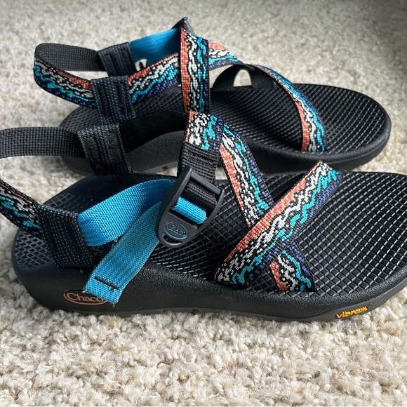 Chaco Black and Blue Sandals with Adjustable Straps - Picture 2 of 6